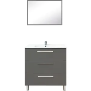 ONDEE - Meuble à poser PALLAS - 80cm - Gris - Mélaminé - Livré en kit pas cher
