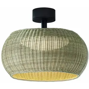 Comparateur de prix : Bover PERRIS-Plafonnier d'extérieur LED Métal/Rotin dimmable Ø47cm