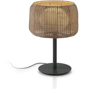 Bover Lampe d'extérieur dimmable en aluminium graphite et abat-jour marron rotin 50x70cm FoVendu parmyareadesign