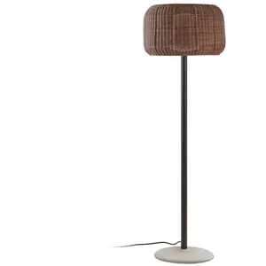 Bover Lampadaire non dimmable base en béton, structure graphite et abat-jour marron 165cm FVendu parmyareadesign