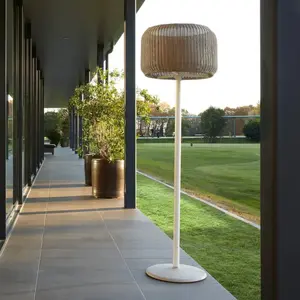 Bover Lampadaire non dimmable base en béton, structure blanche et abat-jour beige clair 165Vendu parmyareadesign