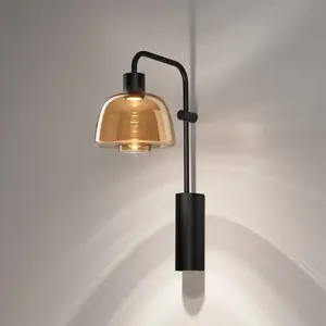 Comparateur de prix : Applique murale LED Bover Drep A/04, ambre, verre, noir, 2 700 K