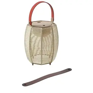 Comparateur de prix : Bover TANIT-Lanterne nomade LED métal et tressé coton Ø15,5cm