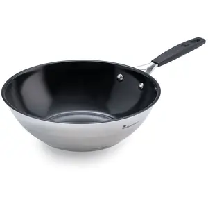 MasterPRO Wok en acier inoxydable anti-adhésif 28 cm pas cher