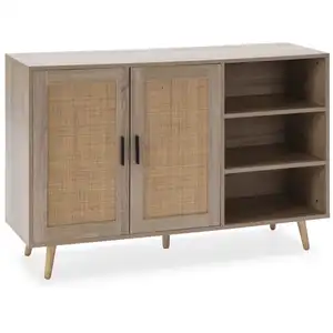 VS VENTA-STOCK Buffet Dalia 2 portes et 3 niches couleur chêne, 120 cm longueur pas cher