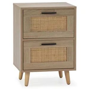 VS VENTA-STOCK Table de chevet Dalia 2 tiroirs couleur chêne, 40 x 34 x 57 cm pas cher
