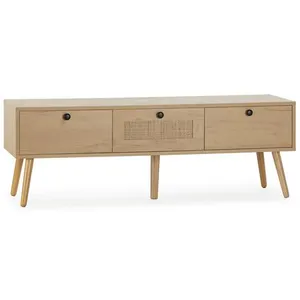 Vs Venta-Stock Meuble TV Bella 3 Portes Couleur Chêne avec Rotin Naturel pas cher
