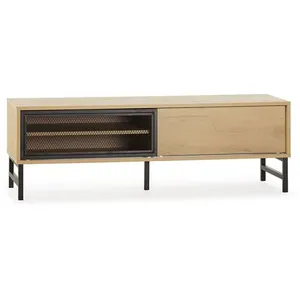 Vs Venta-Stock Meuble tv Isis 2 portes en chêne et métal noir 120 cm pas cher