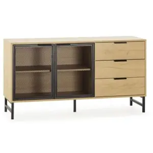 Vs Venta-Stock Buffet Isis 2 portes en métal noir et 3 tiroirs, 130 cm pas cher