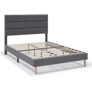 VS VENTA-STOCK Cadre de lit plateforme Aroma capitonné 30 cm, 140x190 cm, Gris foncé pas cher