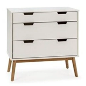 VS VENTA-STOCK Commode Baku 3 tiroirs couleur blanc, 80 cm longueur