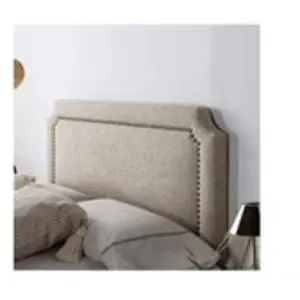 MARCKONFORT Tête de lit tapissée Leonor 140x60cm Grise, Clous en Marron, épaisseur Totale de 8 cm pas cher