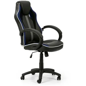 Vs Venta-Stock Fauteuil De Bureau Réglable Et Inclinable Formula Tapissé En Similicuir, Noir/Bleu pas cher