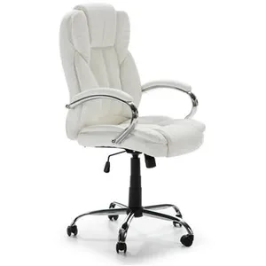 VS VENTA-STOCK Fauteuil de Bureau à Hauteur réglable et inclinable Nixon tapissé en Similicuir, Couleur Blanc, métal chromé. pas cher