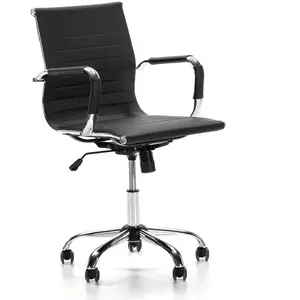 VS VENTA-STOCK Fauteuil de Bureau Croma inclinable Noir,Cuir Synthétique, Chaise Executive avec accoudoirs et Coussin rembourré, Hauteur réglable pas cher