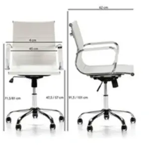 VS VENTA-STOCK Fauteuil de Bureau Croma inclinable Blanc,Cuir Synthétique, Chaise Executive avec accoudoirs et Coussin rembourré, Hauteur pas cher