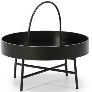 Comparateur de prix : VS VENTA-STOCK Table basse ronde avec plateau en mdf noir et structure métallique
