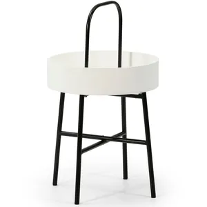 Comparateur de prix : VS VENTA-STOCK Bout de canapé avec plateau en mdf blanc, structure métallique