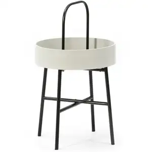 VS Venta-Stock Bout de canapé avec plateau en mdf gris et structure métallique