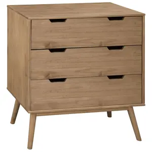 HOMN Commode 3 tiroirs, fabriqué en bois de pin massif pas cher