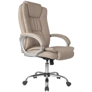 HOMN Chaise de bureau elevable et Fauteuil inclinable en simili cuir taupe pas cher
