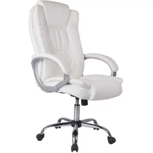 HOMN Chaise de bureau elevable et Fauteuil inclinable en simili cuir blanc pas cher