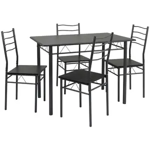 VS VENTA-STOCK Ensemble de Table et 4 chaises Lima pour Salle à Manger Noir/Gris pas cher