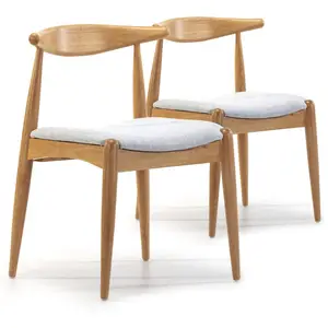 VS VENTA-STOCK Pack 2 chaises Corzo, Couleur Chêne, Bois Massif, 52,5 cm x 50 cm x 74.5 cm