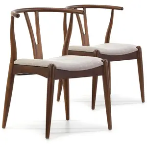Pack 2 chaises, couleur noyer, bois massif, 55 cm x 54,5 cm x 76 cm