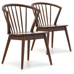 VS VENTA-STOCK Pack 2 chaises Mura, Couleur Noyer, Bois Massif, 55 cm x 58,5 cm x 84 cm