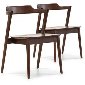 VS VENTA-STOCK Pack 2 chaises Venus, Couleur Noyer, Bois Massif, 58 cm x 57,5 cm x 76 cm