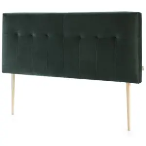 MARCKONFORT Tête de lit tapissée Napoles 140x100 cm Vert, Velours, Pieds en Bois 140 cm pas cher