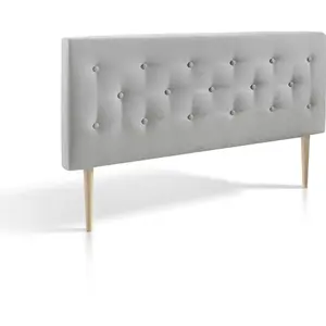 HOMN Tête de lit 90x100 cm, capitonnée tissu gris pas cher