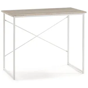 Comparateur de prix : VS VENTA-STOCK Bureau Cáceres Blanc,table Pour PC, Style Industriel, 90 (long) X 50 (profond) X 74 (hauteur) Cm