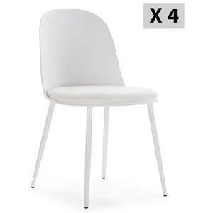 Comparateur de prix : VS VENTA-STOCK Lot de 4 chaises Kana blanches, pieds en métal et assise rembourrée