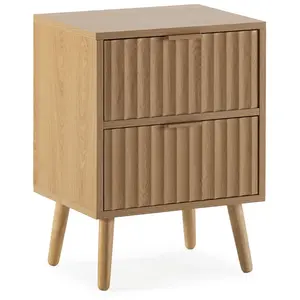 HOMN Table de chevet 2 tiroirs couleur chêne pas cher