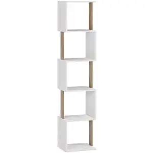 HOMN Etagère 5 trous couleur blanc/chêne