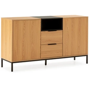 HOMN Buffet 2 portes 2 tiroirs couleur Chêne pas cher