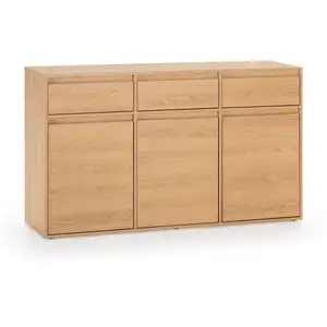 HOMN Buffet 3 portes 3 tiroirs, coloris chêne pas cher