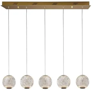 Schuller Valencia Suspension LED Austral doré/clair, 5 lampes longue