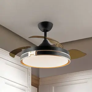 Schuller Valencia Ventilateur de plafond LED Herón noir/doré/fumé Ø 10... pas cher