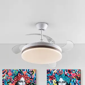 Schuller Valencia Ventilateur de plafond LED Vento blanc/bronze/fumé Ø... pas cher