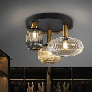 Schuller Valencia Plafonnier Norma, Ø 56 cm, à 3 lampes, noir/laiton, verreVendu parluminaire