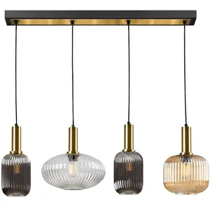 Schuller Valencia Suspension Norma, 98 cm, à 4 lampes, noir/laiton, verreVendu parluminaire