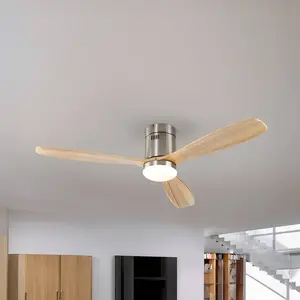 Schuller Valencia Ventilateur de plafond LED Siroco, nickel/bois clair... pas cher