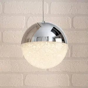Schuller Valencia Suspension LED Sphere, chromé, à 1 lampe, Ø 12 cm