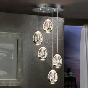 Schuller Valencia Suspension LED Rocio, 5 lampes, ronde, métal, verre,...