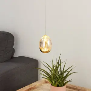 Schuller Valencia Suspension LED Rocio à 1 lampe, métal, verre, or