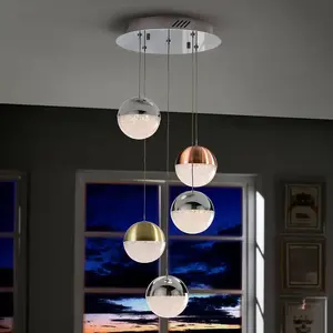 Schuller Valencia Suspension LED Sphere, multicolore, à 5 lampes pas cher