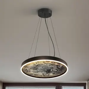 Schuller Valencia Suspension LED Stone, Ø 60 cm, CCT, noir, métal, acr...